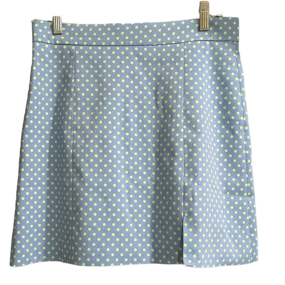 Zara Blue Green Polkadot Lined Align Skirt NWT